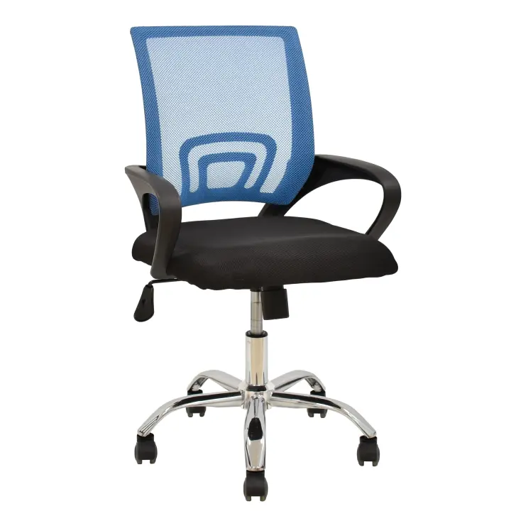 Sillón de oficina FISS NEW, negro, gas, basculante, malla azul, tejido negro - 1