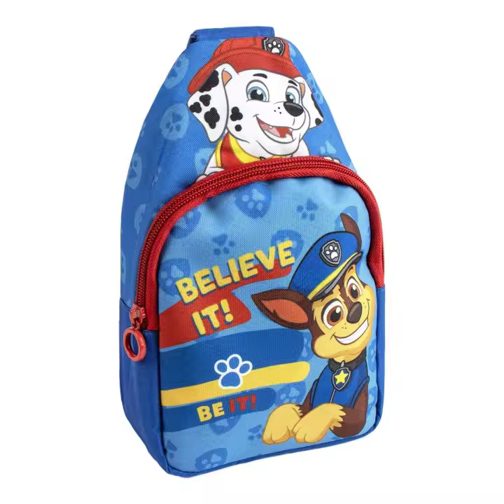 Mochila Bandolera Paw Patrol - Color Azul - 13x23x7cm - Fabricada en Poliéster - Bandolera Infantil con Asas Ajustables - Compartimento Principal - 1