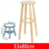 ARISE SHOP-Taburete Redondo Alto de Madera con Reposapies, Diseño Clásico,Ideal para Cocina o Bar,Variedad de medidas - details 7