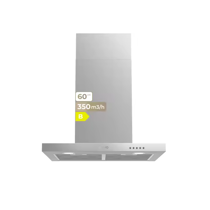 Campana Extractora Decorativa EVVO CE30, 60 cm, Inox, 350 m³/h, 3 Velocidades, Energía B - 1