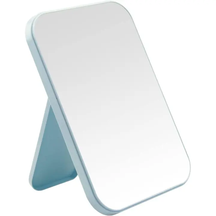 Espejo de maquillaje de escritorio, espejo portátil, espejo de maquillaje plegable simple con soporte, espejo de pared de pie de doble uso, azul - 1