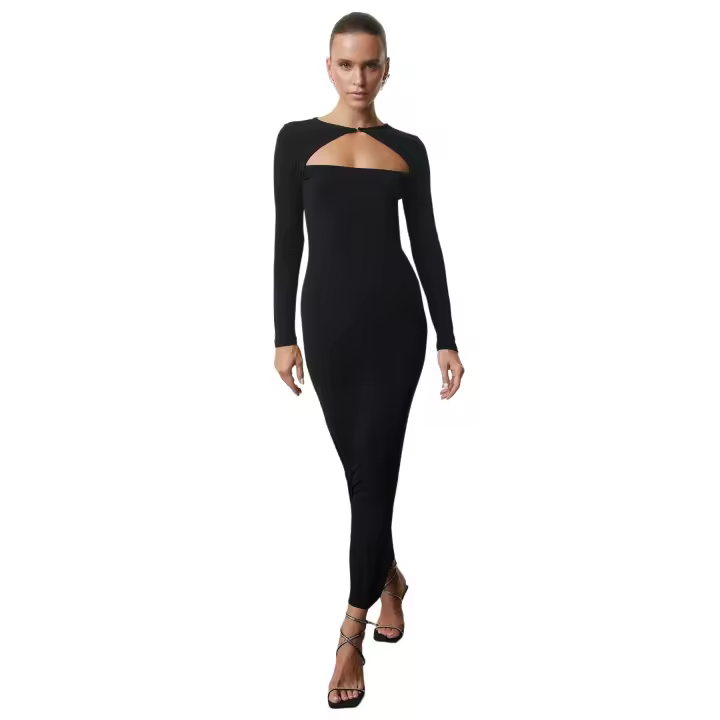 Trendyol Black Cut Out/Window Detailed Knitted Elegant Evening Prom Dress Tpraw25El00022 - 1