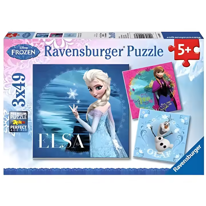 Ravensburger Disney Frozen, Elsa, Anna y Olaf, Puzzle de 3 x 49 Piezas ( 9269) - 1