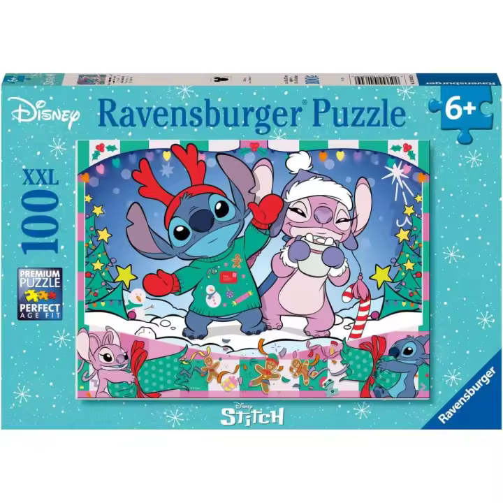 RAVENSBURGER PUZLE DISNEY STITCH NAVIDAD 100 PIEZAS XXL, 04030, TIENDA CON LICENCIA OFICIAL - 1