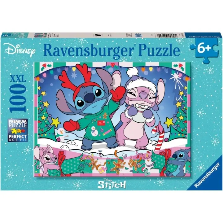 RAVENSBURGER PUZLE DISNEY STITCH NAVIDAD 100 PIEZAS XXL, 04030, TIENDA CON LICENCIA OFICIAL - 1