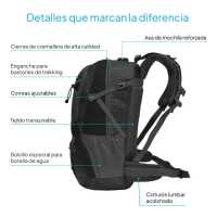 Ociodual Mochila Senderismo 40L Negra Ligera Impermeable Mochila Viaje Supervivencia Plegable Mochila Mujer Camping Mochila Hombre Trekking Montaña Mochilas Marcha Nórdica Deporte - details 2