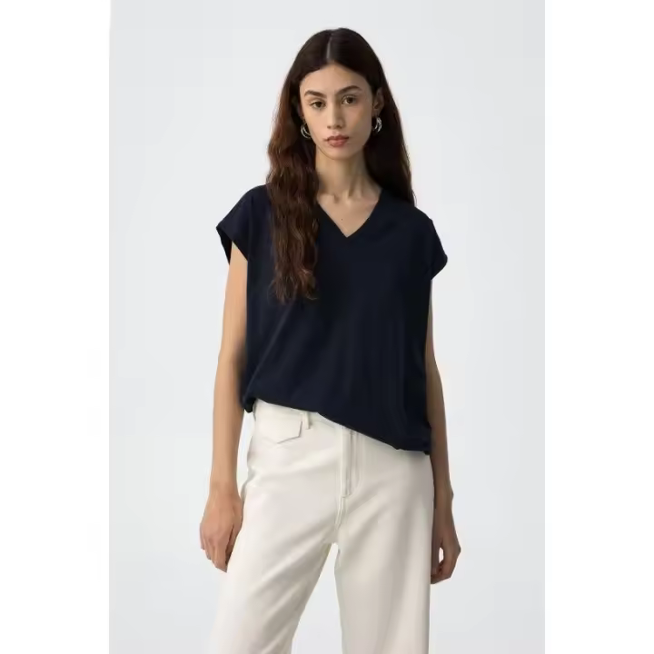 Marcas Mujer Ropa Tiffosi Tiffosi mujer Camisetas y tops  Camiseta pico -Tiffosi- Charlize_1 azul marino - 1