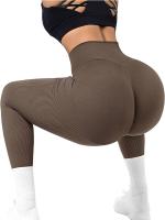 Leggings Ribbed Para Mujer Cintura Alta Sin Costuras Push up Glúteos Yoga Gimnasio Fitness Control Abdominal Running Tights - details 8