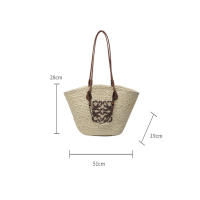 Bolso de paja Bolso de gran capacidad Bolso de mano tejido a mano Bolso de Playa para Mujer (1 Unidad, beige) - details 1
