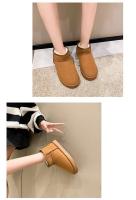 Botas De Nieve Para Mujer Invierno Calientes Cuero Sintético Antideslizantes Impermeables Cortas Con Forro De Algodón Cómodo Talla Real - details 4