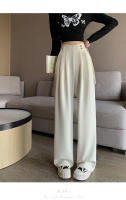 Pantalones Anchos De Pierna Para Mujer Cintura Alta Botones Elegante Minimalista Primavera Verano Sueltos Rectos De Poliéster - details 7