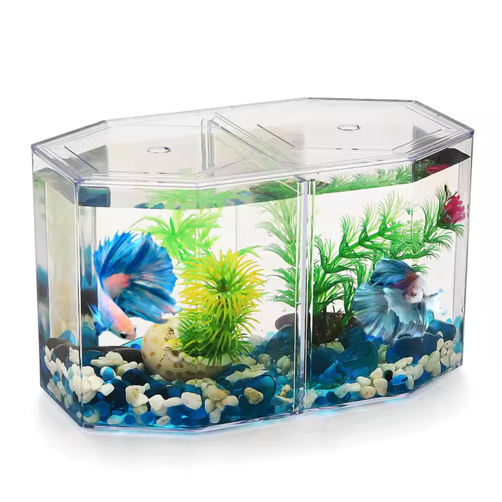 Acuario De Acrílico Para Peces Guppy Y Betta Jaula De Cría Y Aislamiento Transparente Tanque De Acuario De 1.5L - 1