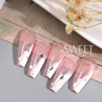 Pegatinas De Uñas 3D Dorado Plateado Estrella Adhesivo Para Manicura DIY Decoraciones Brillantes Estilo Y2K Blanco Cruzado Estrella Luminoso - details 12
