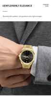 Reloj De Cuarzo Para Hombre En Acero Inoxidable Azul Y Oro Estilo Deportivo Y De Negocios Calendario Doble Resistente Al Choque Y Agua Con Cierre De Plegar - details 2