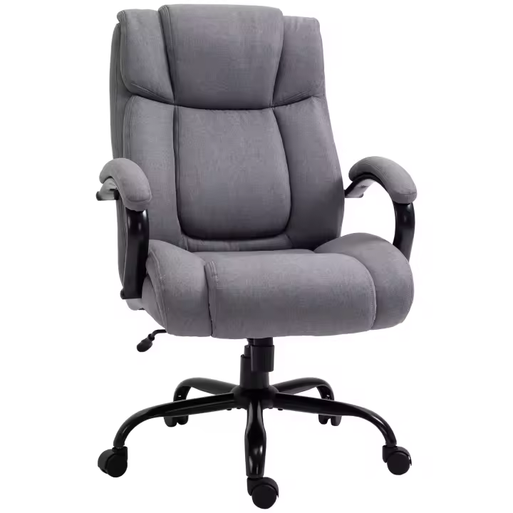 Vinsetto silla de oficina silla de escritorio silla gaming silla giratoria función mecedora silla ergonómica con acolchado grueso y reposabrazos acolchado ajustable capacidad de carga 220 kg gris claro 72,5x83x110-118 cm - 1