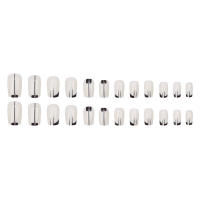 Kit De Uñas Postizas De Presión Para Mujeres Y Niñas 24 Piezas Juego De Uñas Postizas Cortas Cuadradas Con Diseño De Flores Geométricas Y Brillo Moda Oficina - details 10