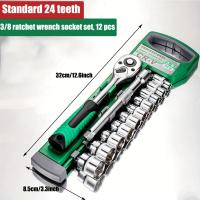 Juego De 12 Piezas De Juego De Herramientas De Diapositiva 3/8", CR-V Métricas E Imperiales Con Llave De Manivela De Liberación Rápida Para Reparación De Automóviles - details 1