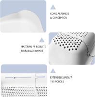 Cesta de drenaje de cocina, estante de drenaje de fregadero de plástico retráctil, cesta de drenaje de fregadero de hogar para almacenamiento y lavado de frutas verduras (blanco) - details 1