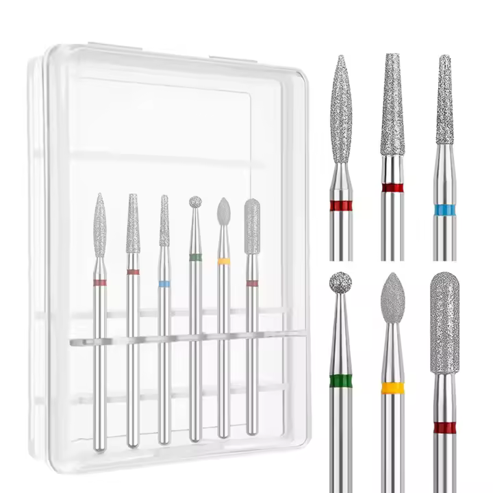 Set De 6 Piezas De Cuchillas De Perforación Para Uñas Con Bit De Diamante Para Taladro 3/32 Herramientas De Arte De Uñas - 1