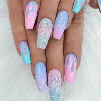 Juego De 24 Piezas De Uñas Postizas Ovaladas Con Dibujos Animados Adornos De Uñas Postizas Acrílicas Cubierta Total De Uñas Falsas Para Oficina Y Fiestas - details 26