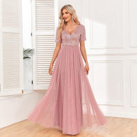 Vestido De Noche Elegante Para Mujer Con Doble V-Neck Y Volante A-Line Con Lentejuelas Vestido De Cocodrilo Para Fiesta Y Eventos Formales - details 12