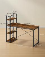 Escritorio con Estantes Ajustables a Derecha o Izquierda - Mesa de Ordenador para Oficina en Casa o Estudio, Fácil Montaje, Negro Ébano o Marrón Rústico, 137 cm de largo - details 6