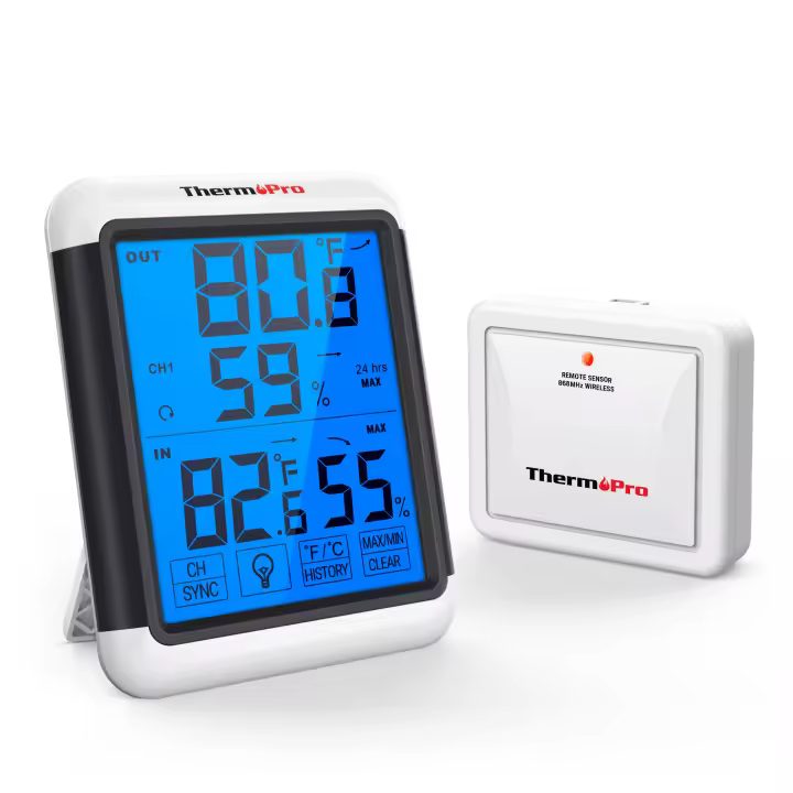 Estación Meteorológica Inalámbrica ThermoPro TP65C 100M Con Pantalla Táctil Medidor De Temperatura Y Humedad Interior Y Exterior - 1
