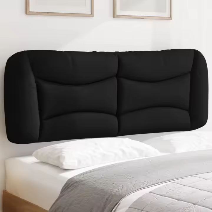 vidaXL Cabecero de cama acolchado tela negro 140 cm - 1