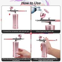 Pistola De Pulverización Inalámbrica Recargable Con Compresor Para Arte De Uñas Tatuaje Pintura De Pastel Y Belleza Facial JANGKLIFE Mini 0.3mm USB 1200mAh - details 9
