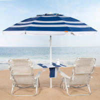 Aktive - Sombrilla de playa marinera, 210 cm, mesa central con posavasos y bolsillo, protección UV50, mástil acero inclinable y regulable en altura, tejido poliéster Oxford, 8 varillas fibra de vidrio, sombrilla playa grande, sombrillas de playa - details 1