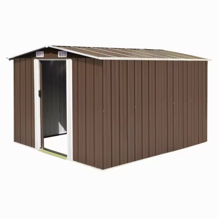 vidaXL Caseta de jardín metal marrón 257x298x178 cm - 1