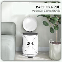 HOMCOM Cubo de Basura para Cocina 20L Papelera de Cocina con Pedal Tapa de Cierre Suave y Cubo Extraíble para Dormitorio Oficina Estudio Salón Crema - details 0