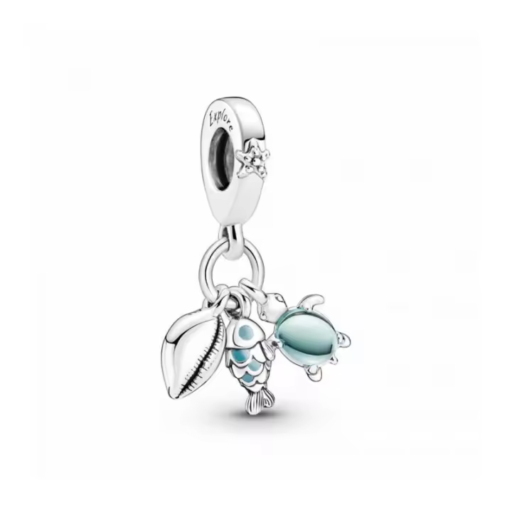 Charm Colgante Triple Pez, Tortuga Marina y Concha Pandora - 791697C01 - 1
