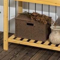 Mesa de plantación Mesa de jardinero con tablero extensible y fregadero de Maple inoxidable, 2 compartimientos de almacenamiento, Madera, marron, 92x45x120cm - details 2