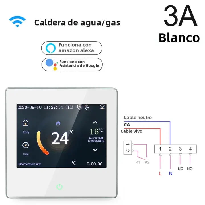 Termostato Inteligente WiFi Tuya Con Pantalla Táctil LED Celsius/Fahrenheit Controla El Calor Compatible Con Alexa Y Google Home - 1
