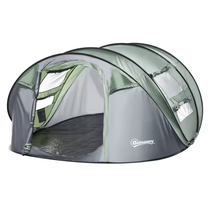 Outsunny Tienda de Campaña Pop up para 4-5 Personas Tienda de Camping Instantánea con Ventanas Bolsillos y Bolsa de Transporte Impermeable Anti-UV 263,5x220x123 cm - 1