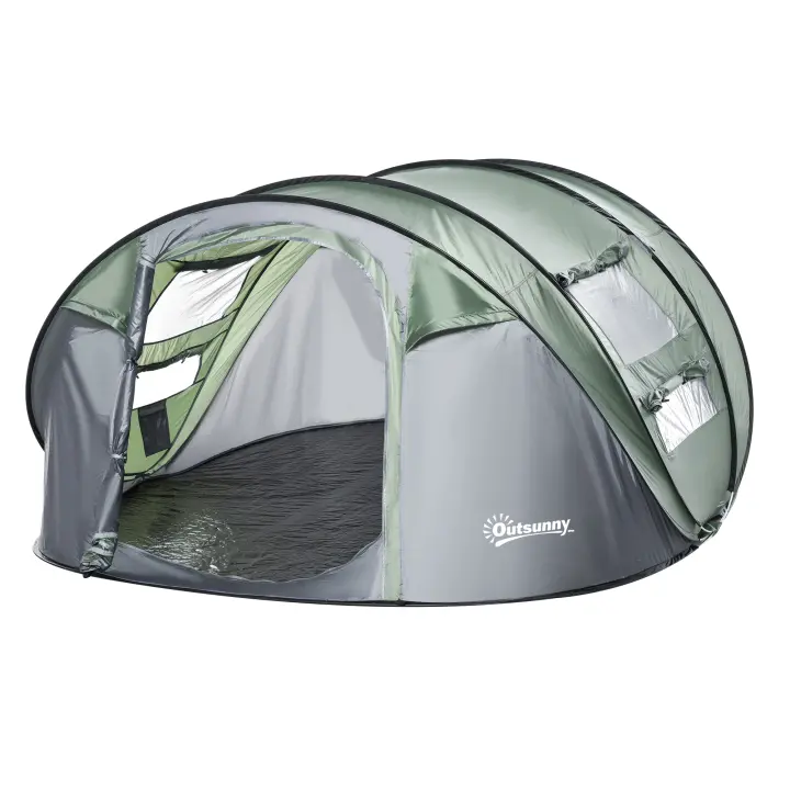 Outsunny Tienda de Campaña Pop up para 4-5 Personas Tienda de Camping Instantánea con Ventanas Bolsillos y Bolsa de Transporte Impermeable Anti-UV 263,5x220x123 cm - 1