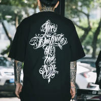 Camiseta De Manga Corta Para Hombre Estilo Harajuku Streetwear Hip Hop Tattoo Chicano Personalidad Gangster O-Neck COTTON Casual - details 1