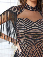 Vestido De Fiesta De Una Pieza Mgiacy Con Collar Y Mangas Con Flecos De Lentejuelas Pesadas Vestido De Baile Vestido De Novia Vestido De Noche Para Mujeres - details 5