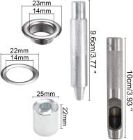 103PCs caja de lápiz ojales para metal lonas ojal costura 14mm ojal kit ojales herramientas de reparación ojales de metal para la ropa de bricolaje lona-tienda de cuero negro y plata - details 0