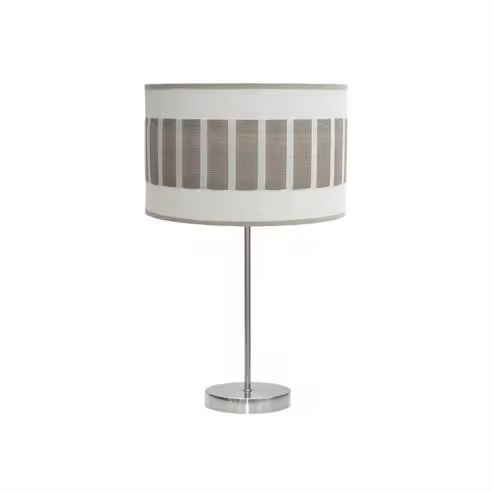 FABRILAMP Lámpara de Mesa Sobremesa Alto Ivanna 1xe27 Niquel/blanco-madera Gris 62x30x30 Cm - Diseño Moderno - 1