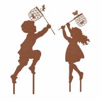 Decoración De Jardín Campestre Encantadora 1pc Silueta De Niño Y Niña Arte Metálico Para Agregar Un Toque De Encanto Y Divertimento - details 8