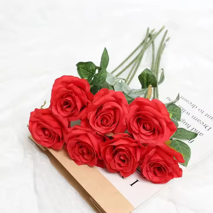 5/10Pcs Bouquet De Flores Artificiales De Rosa Para Decoración De Hogar Boda Centro De Mesa Arreglo Floral Jardín Estilo Seda - 1