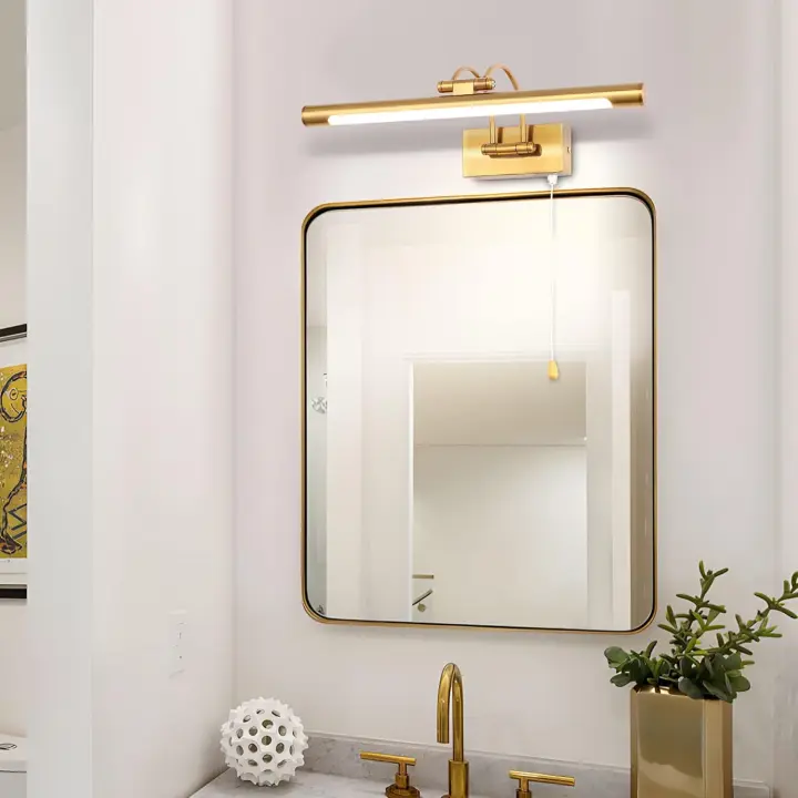 Lámpara de pared de cristal, lámpara de pared de interior de estilo nórdico de lujo, lámpara de pared redonda creativa para dormitorio, mesita de noche, sala de estar, baño, tocador, pasillo (dorado, grande) [Clase energética F] - 1