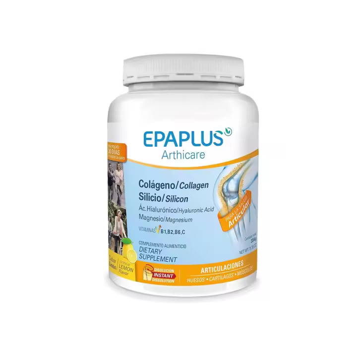 EPAPLUS Arthicare - Colágeno Hidrolizado con Silicio y Ácido Hialurónico - Tratamiento 30 Días - Disolución Instantánea - Sabor Vainilla/limón/neutro - Apoyo Óseo y Articular - 1
