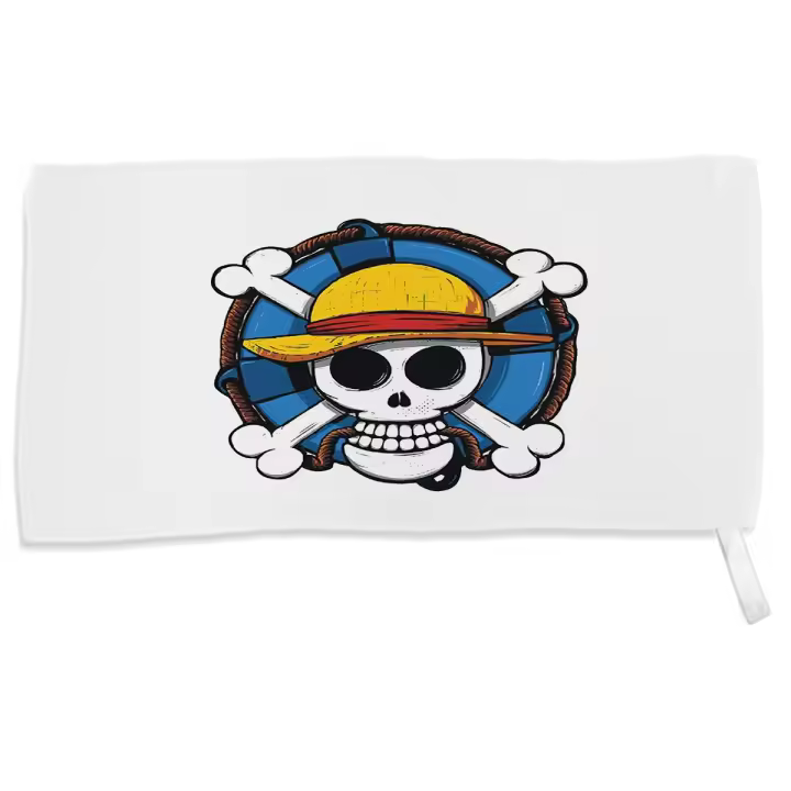 MERCHANDMANIA TOALLA PEQUEÑA ABSORBENTE One piece logo calavera barco pirata luffy suave personalizada con cinta elastica - 1