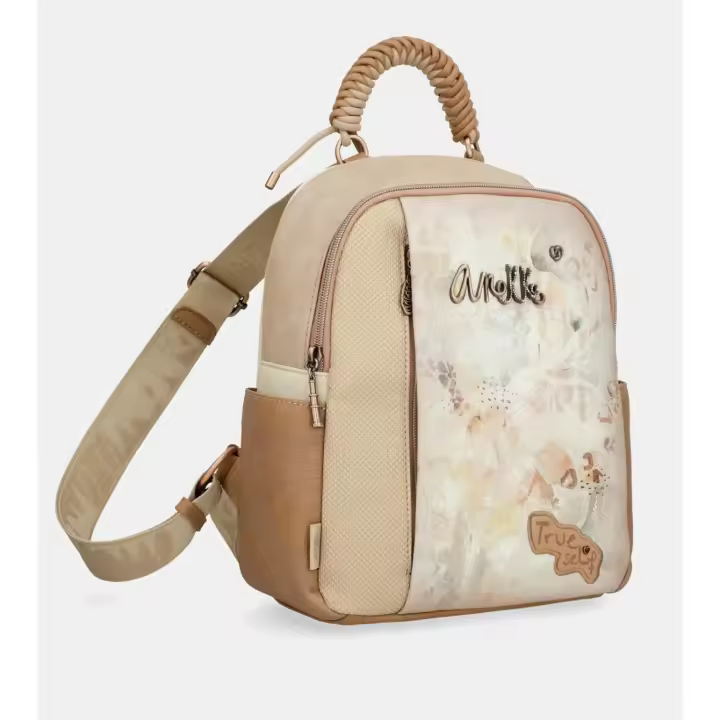 Anekke mod. 40815-259 - Mochila combinada con dibujos en tonos pastel y asa de mano trenzada - 1