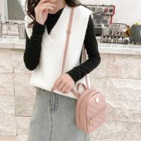 Mochila De Piel De PU De Gran Capacidad Mini Lingge Bordada Para Mujer Color Sólido Con Cierre De Cremallera Estilo De Moda Para Viajes Y Shoulder Bag - details 3