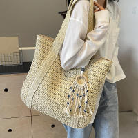 Bolso De Hombro Para Mujer De Paja Tejida De Lujo En Verano Capacidad Grande Casual Con Borla Bolso De Mano De Moda Para Playa Y Viaje - details 5
