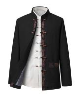 Tang Suit Para Hombres Estilo Chino Con Bordado De Puerta De Anciano Primavera Otoño Traje Hanfu Con Polo Y Pantalones - details 17